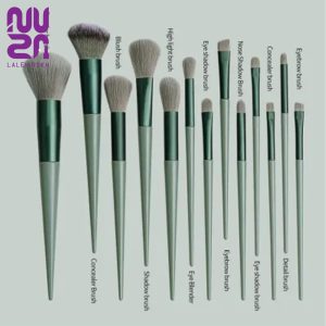 ست براش 13عددی صورت سبز بدون کیف شین|Shien Set of 13 green face brushes without bag