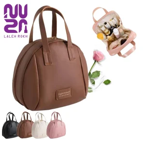 کیف آرایشی چرم مصنوعی دایره ای |Synthetic leather cosmetic bag circle