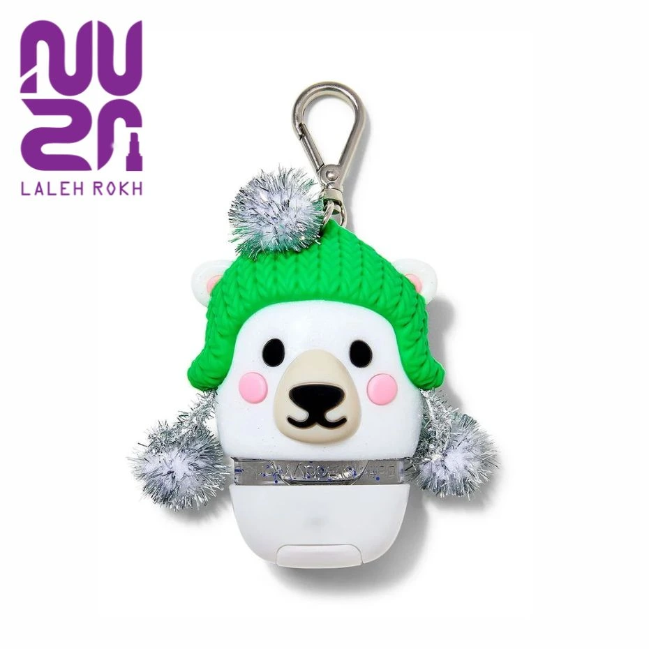 Bath and body works polar bear pocket bac holder_11zon هولدر نگهدارنده ژل ضد عفونی دست طرح خرس قطبی با کلاه سبز بث اند بادی (بدون ژل)